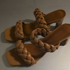 Amazon Tan Braided Heeled Sandals